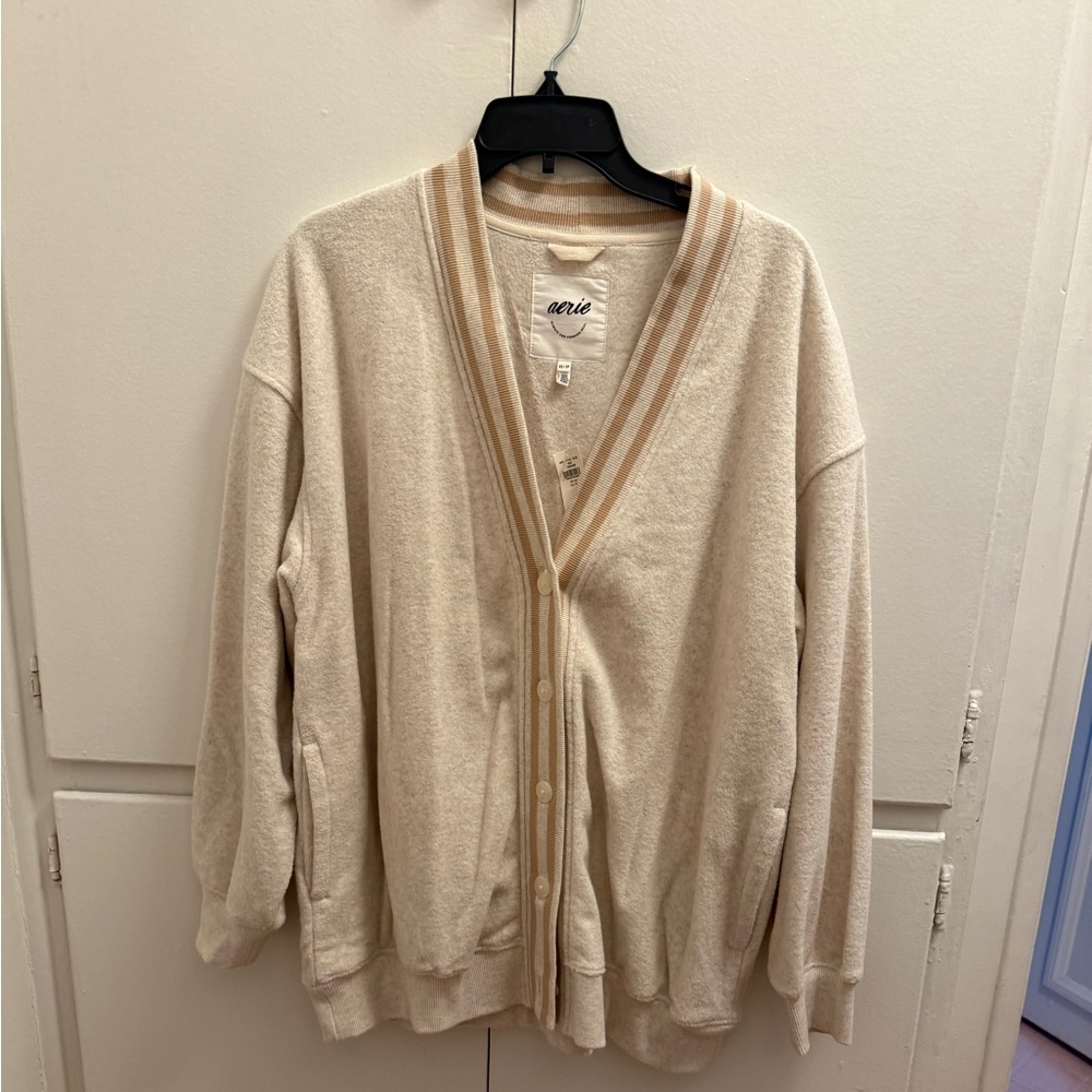 Aerie Beige Cardigan Sweater